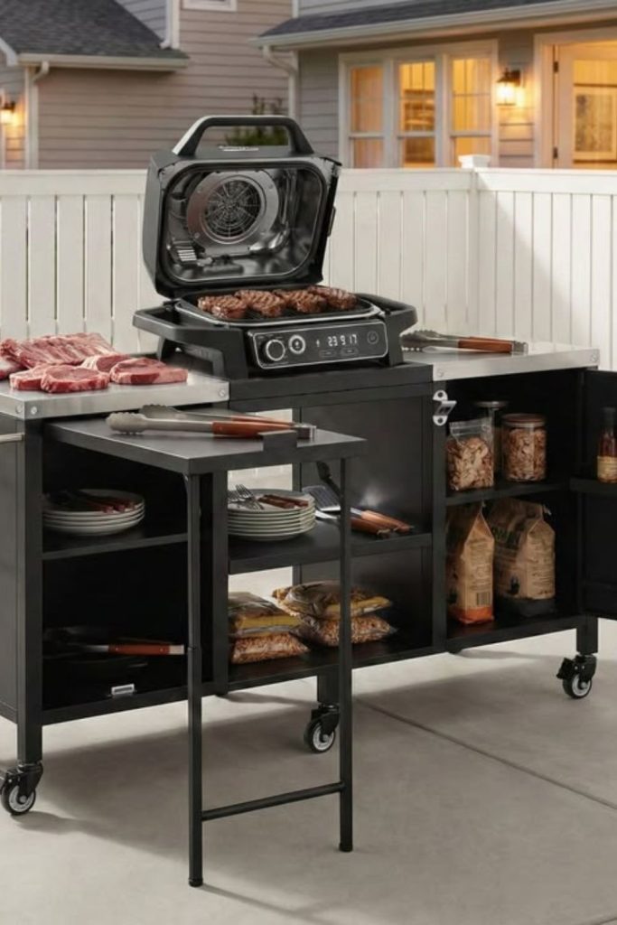 Foldable table grill compact setup idea.