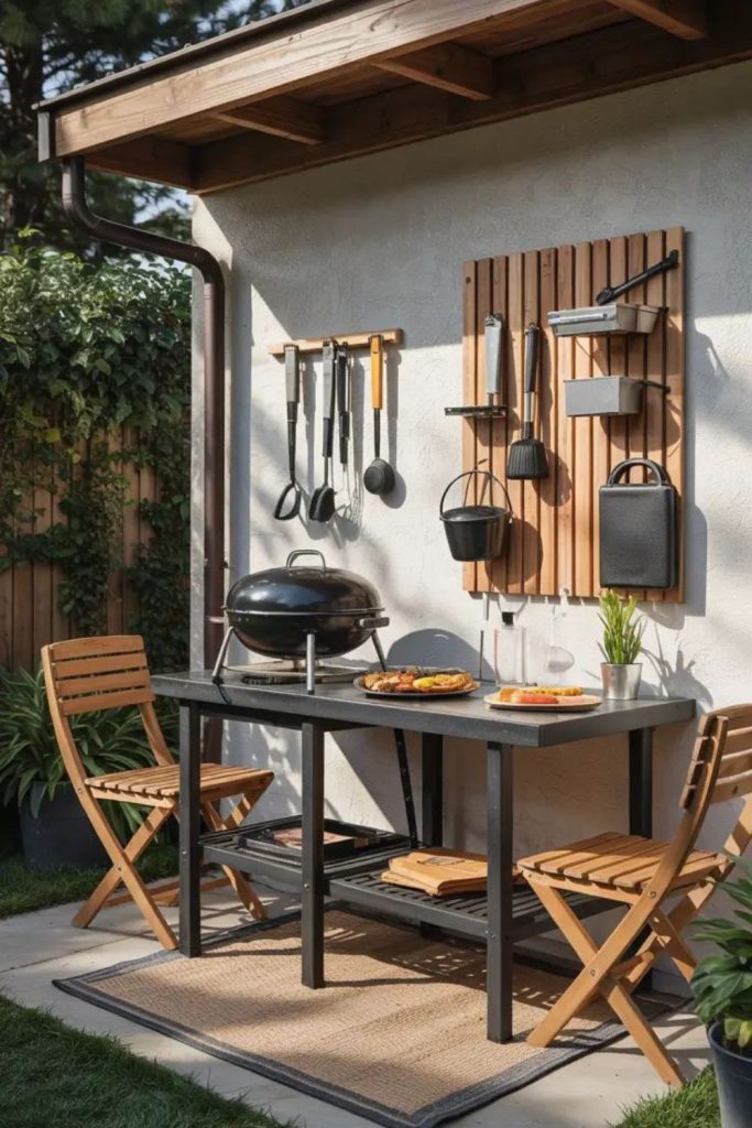 Folding chair BBQ casual hangout setup.