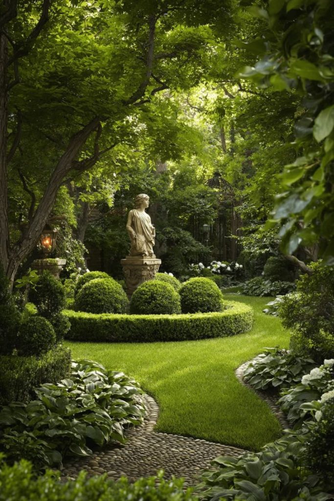 Sculpted topiary formal hedge gallery garden design