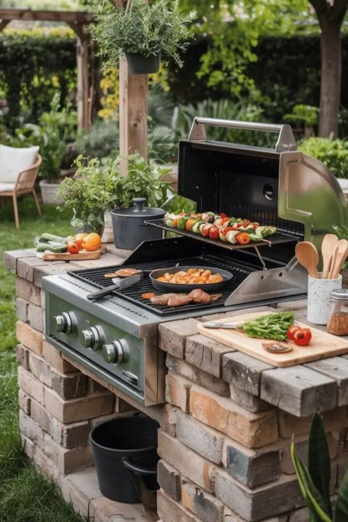 Garden bed converted grill station.