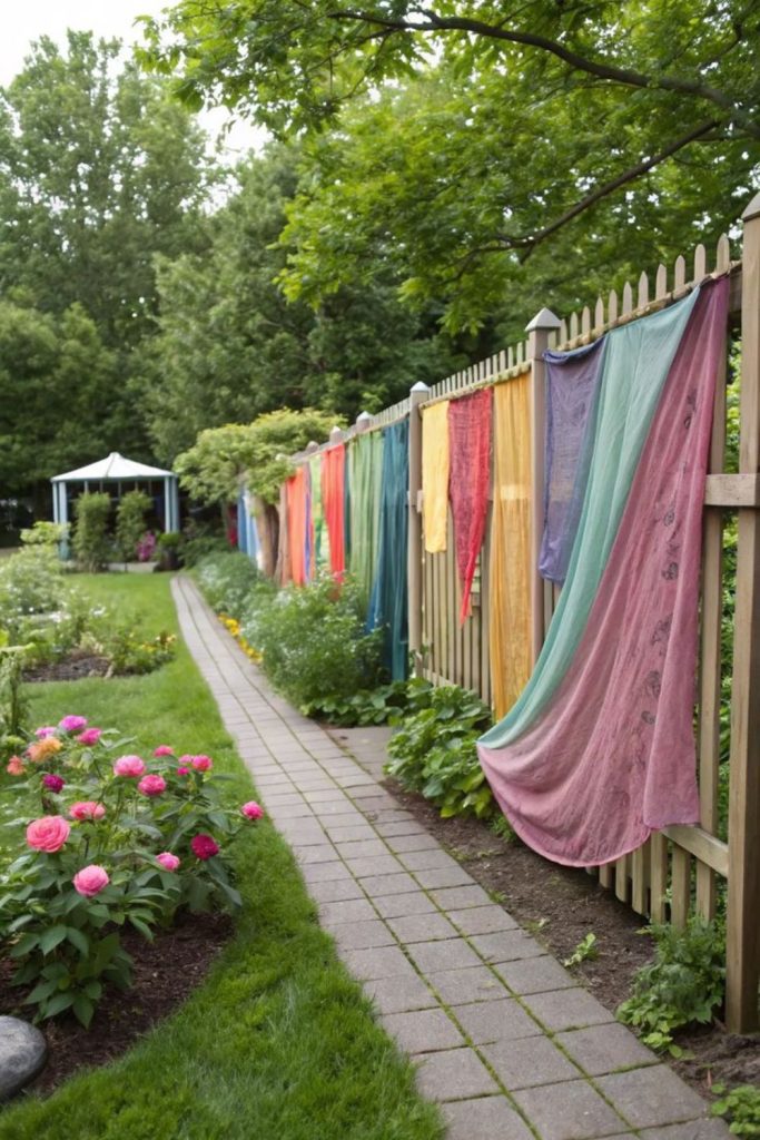 Trellis curtain style flowering garden fence