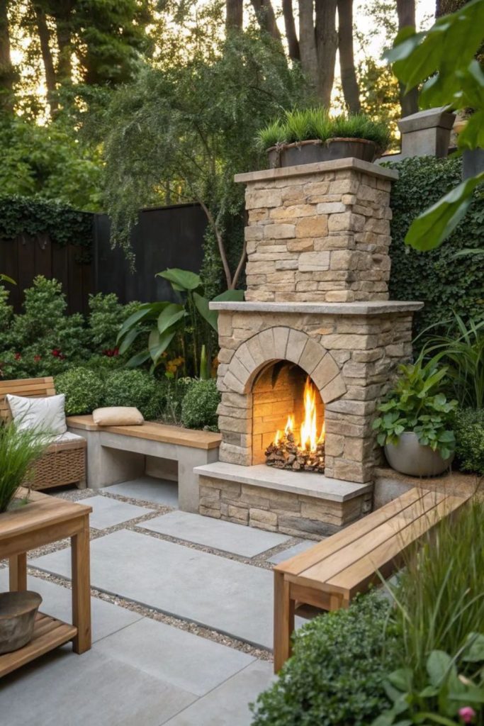 Hidden garden wall fire nook