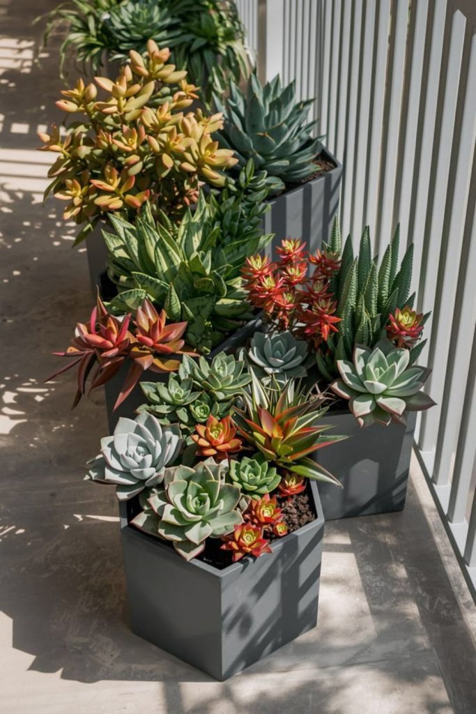Geometric hexagon stacked planter tower