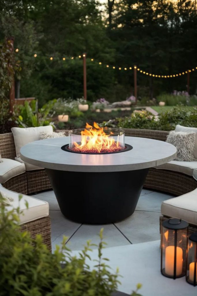 Glass wind guard modern fire pit
