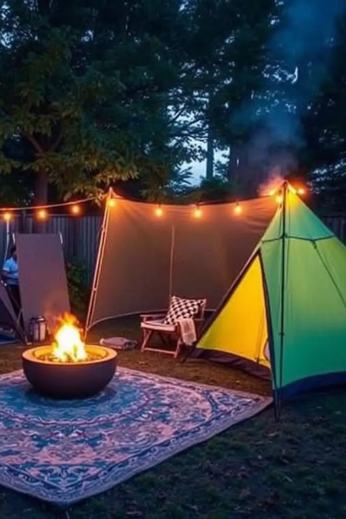 Glow night camping backyard kids tent zone.