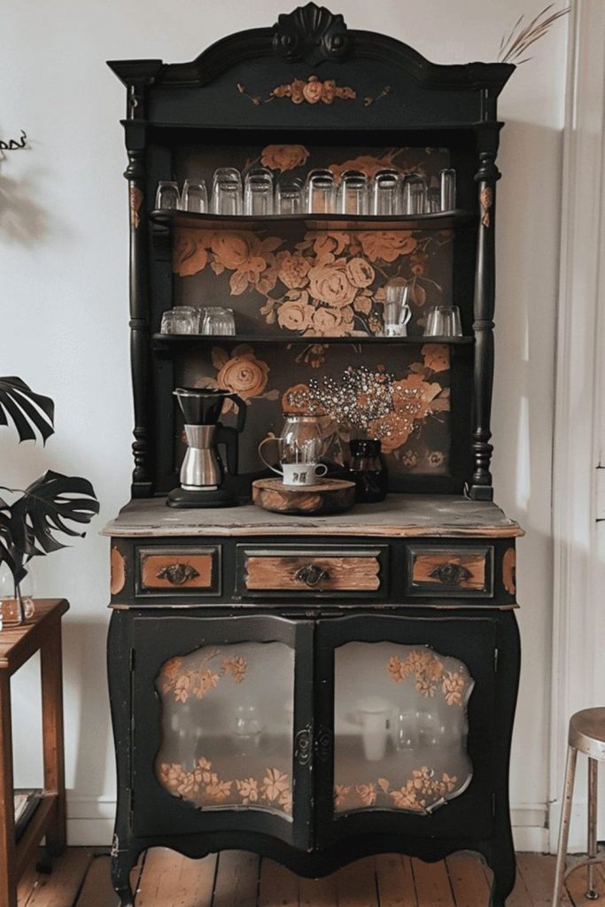 Gothic noir dark moody coffee chamber space.