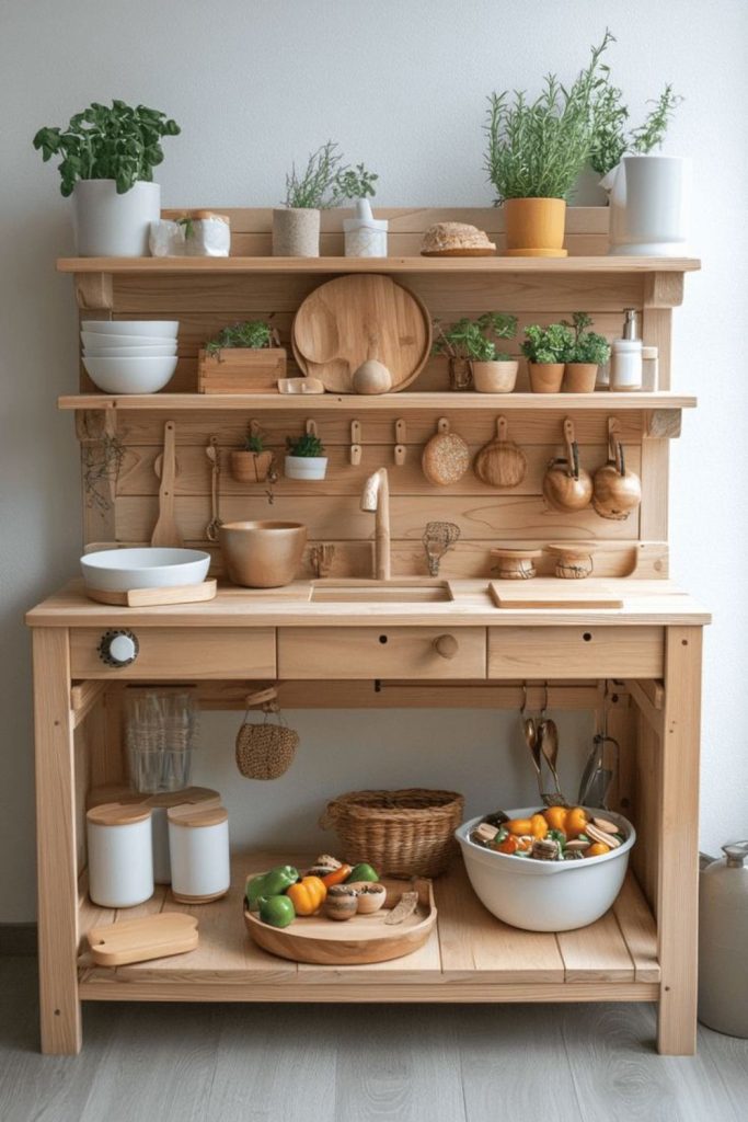 Gravel ground textured mud kitchen space