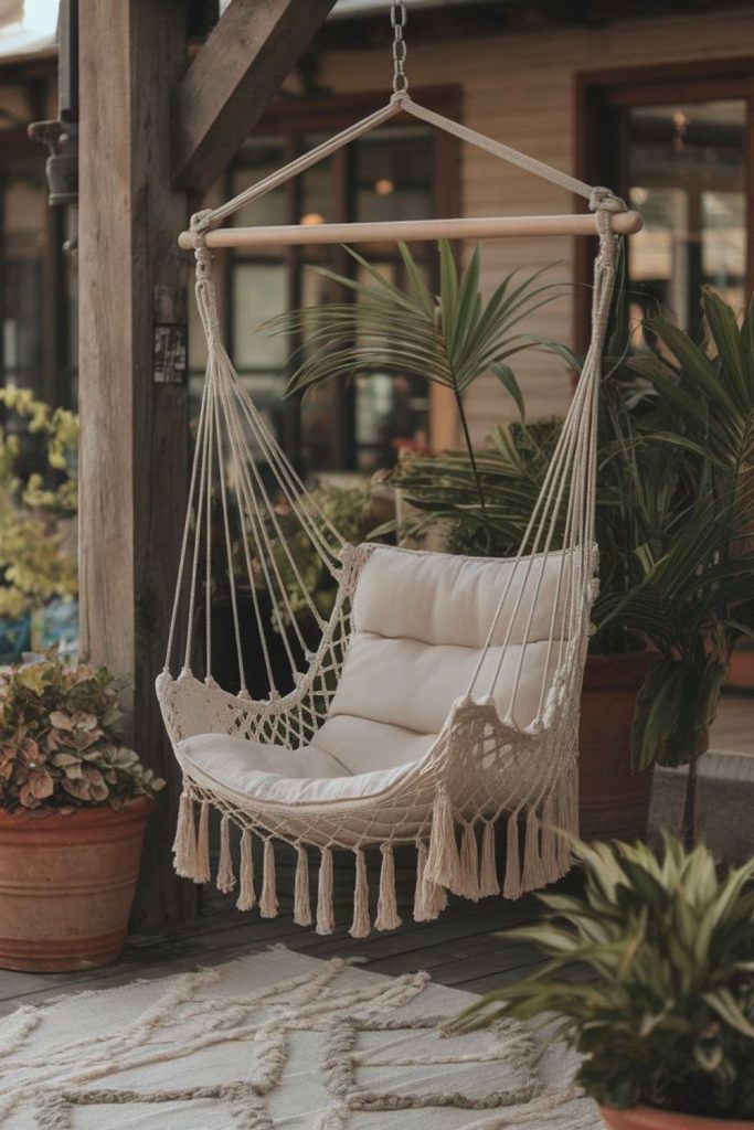 Hammock style fabric sling swing seat