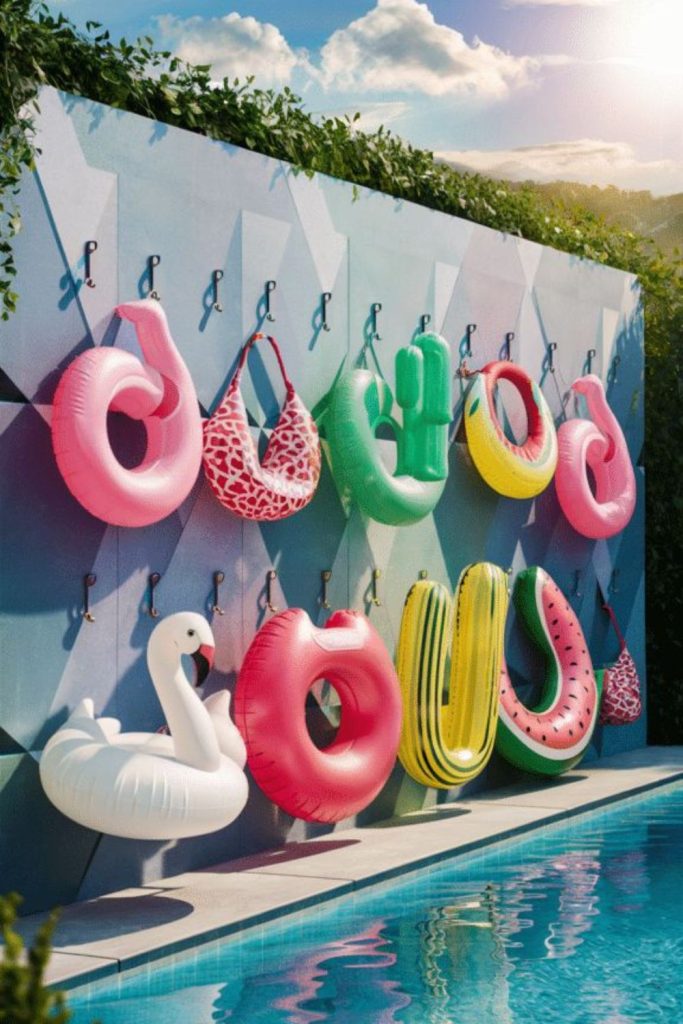 Hanging chain float drop zone display