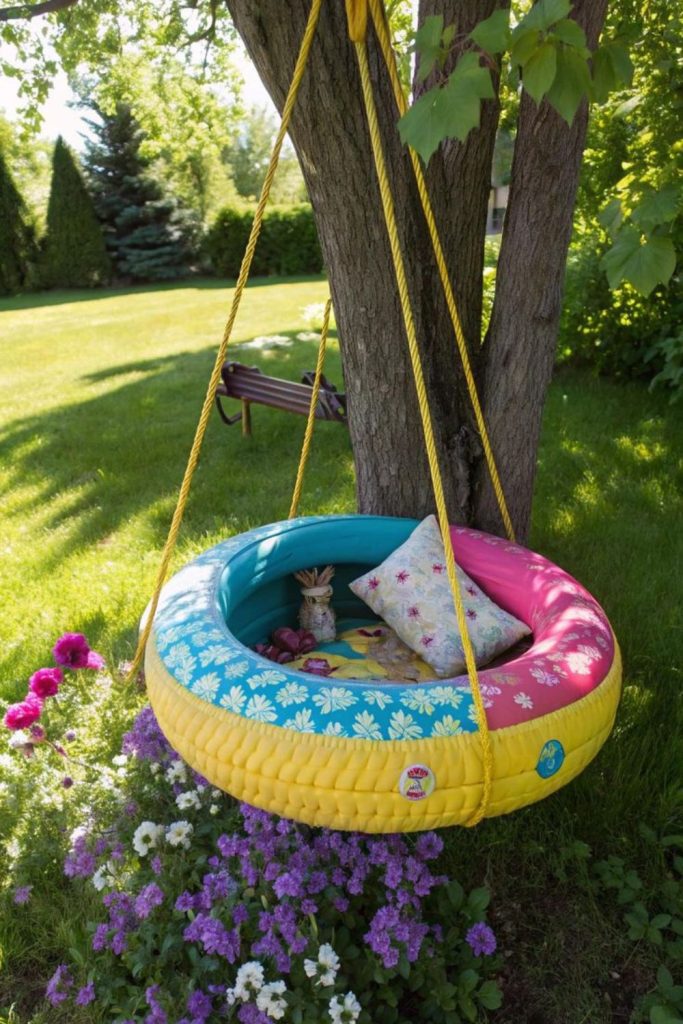 Hanging swing nest kids relaxing backyard gentle motion