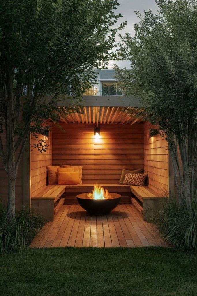 Hidden garden secret cozy fire pit