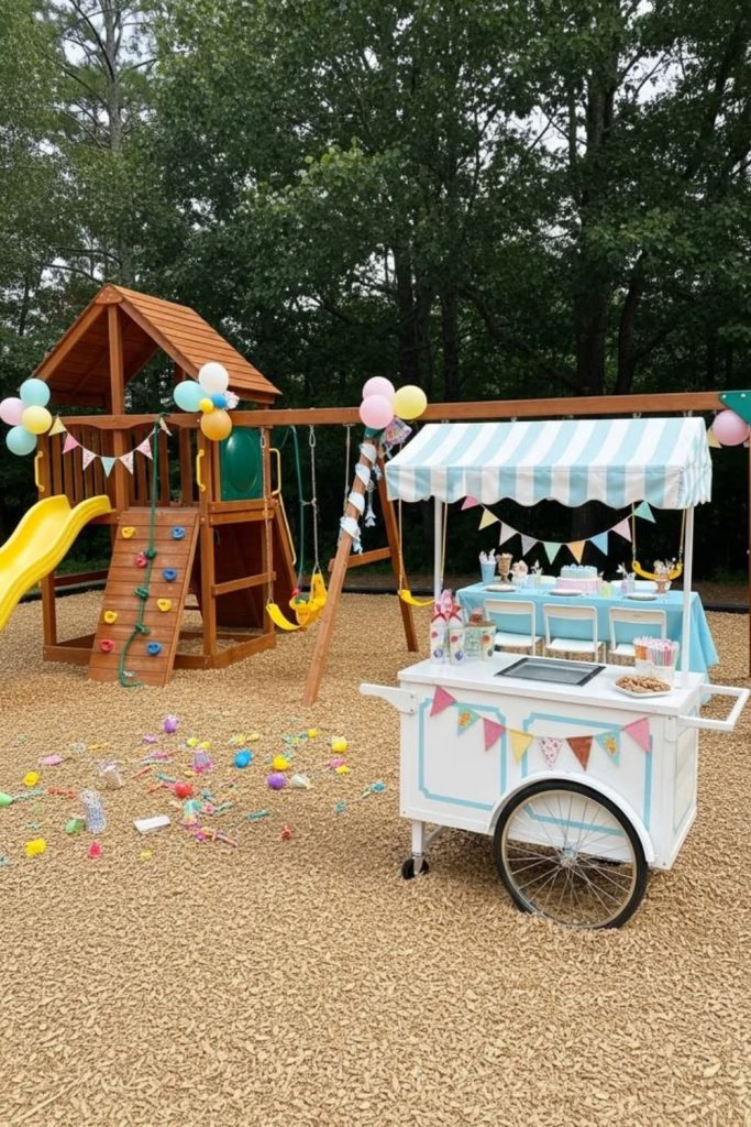 Pretend ice cream stand kids roleplay stall.