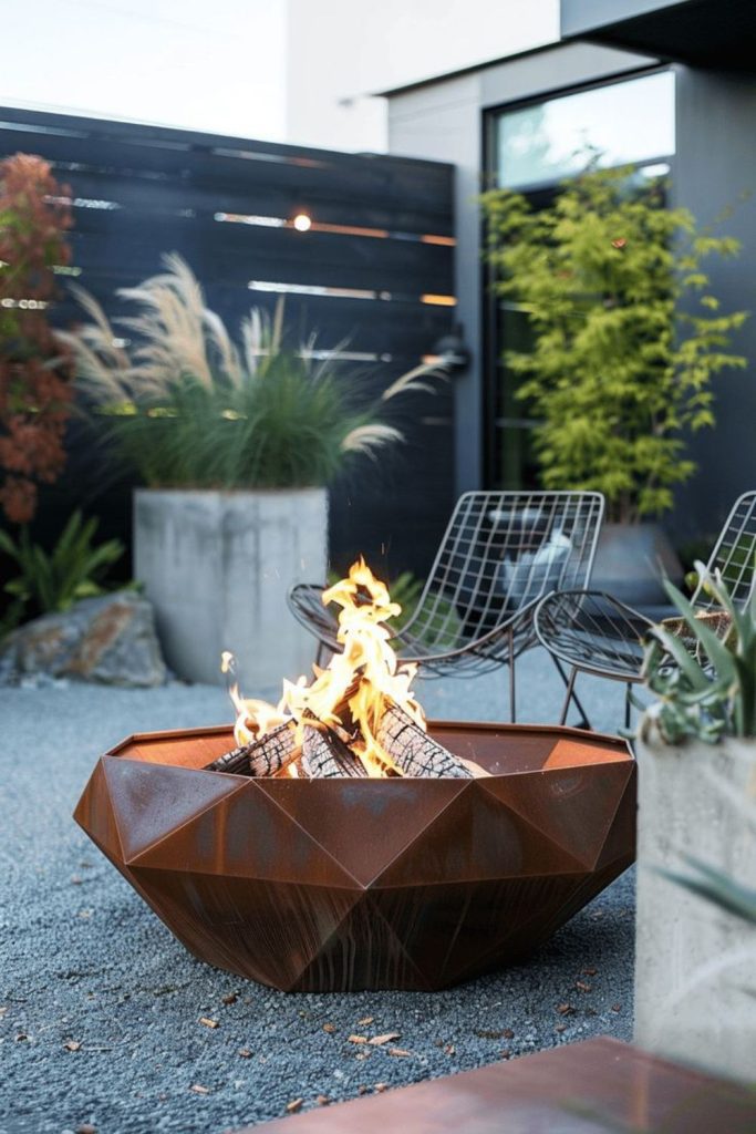 Industrial steel fire pit urban style