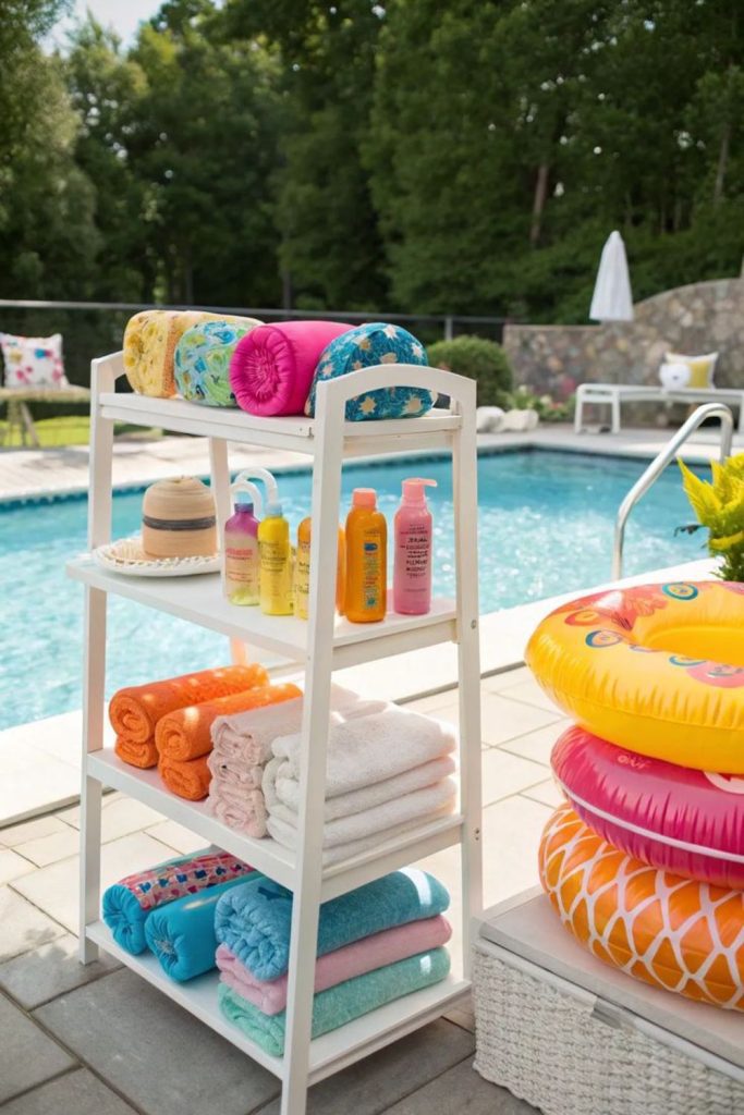 Ladder shelf tiered float storage display