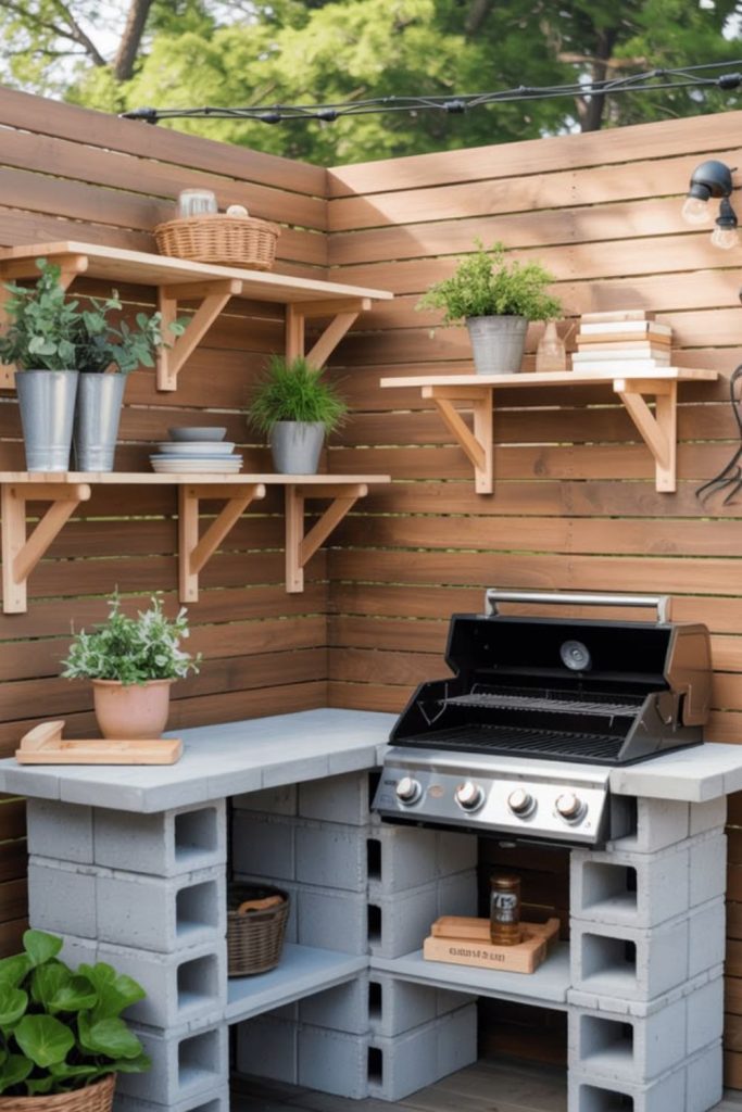 Ladder shelf vertical grill station.