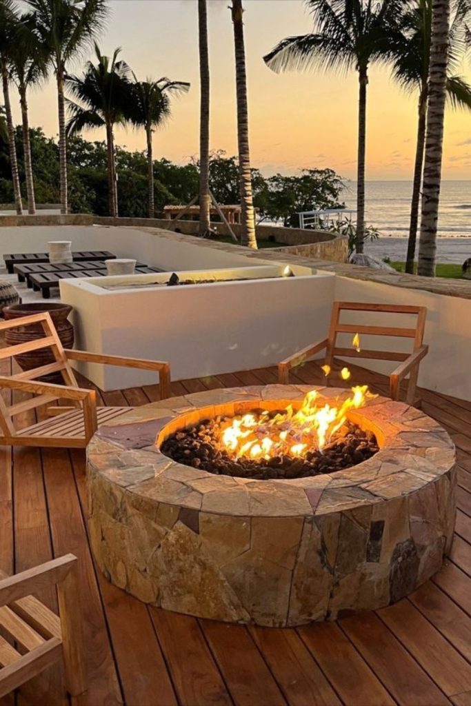 Lava stone rugged fire basin