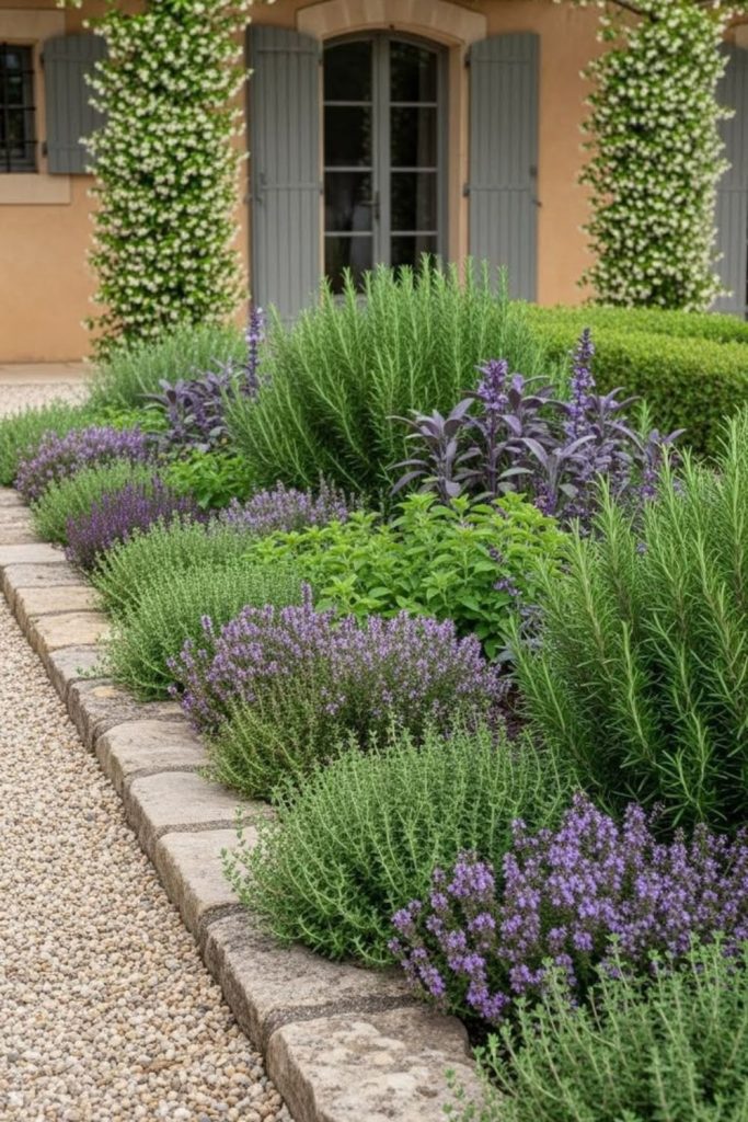 Provincial lavender courtyard rustic calming floral retreat