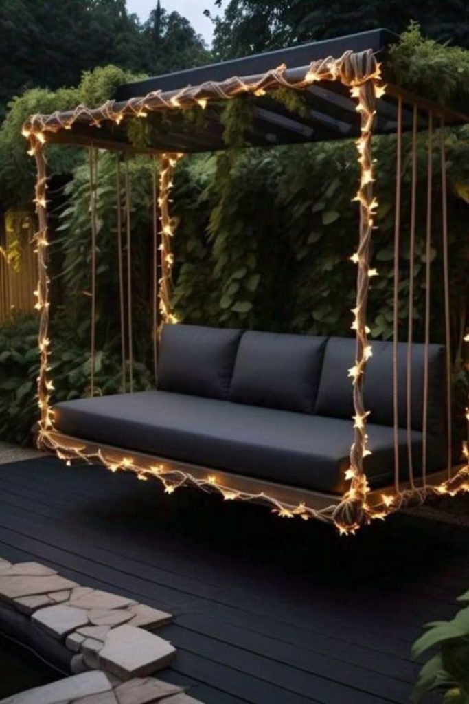 Luxury velvet cushioned porch swing seat