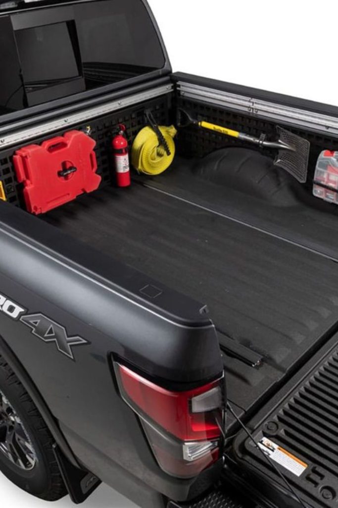 Magnetic tool strip truck bed sidewall storage