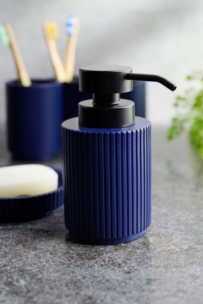 Midnight indigo mist soap dispenser