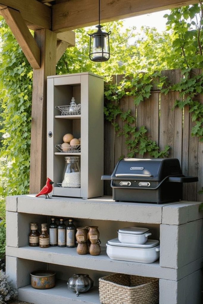 Milk crate stack grill base.