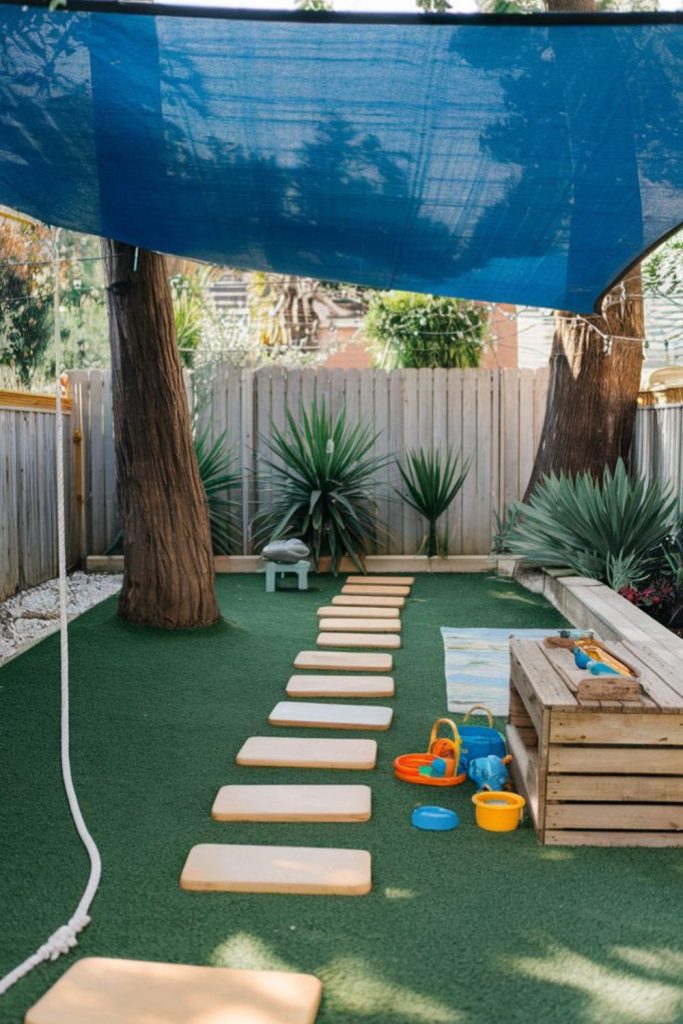 Cloud shade lounge kids relaxing cushioned backyard calm zone