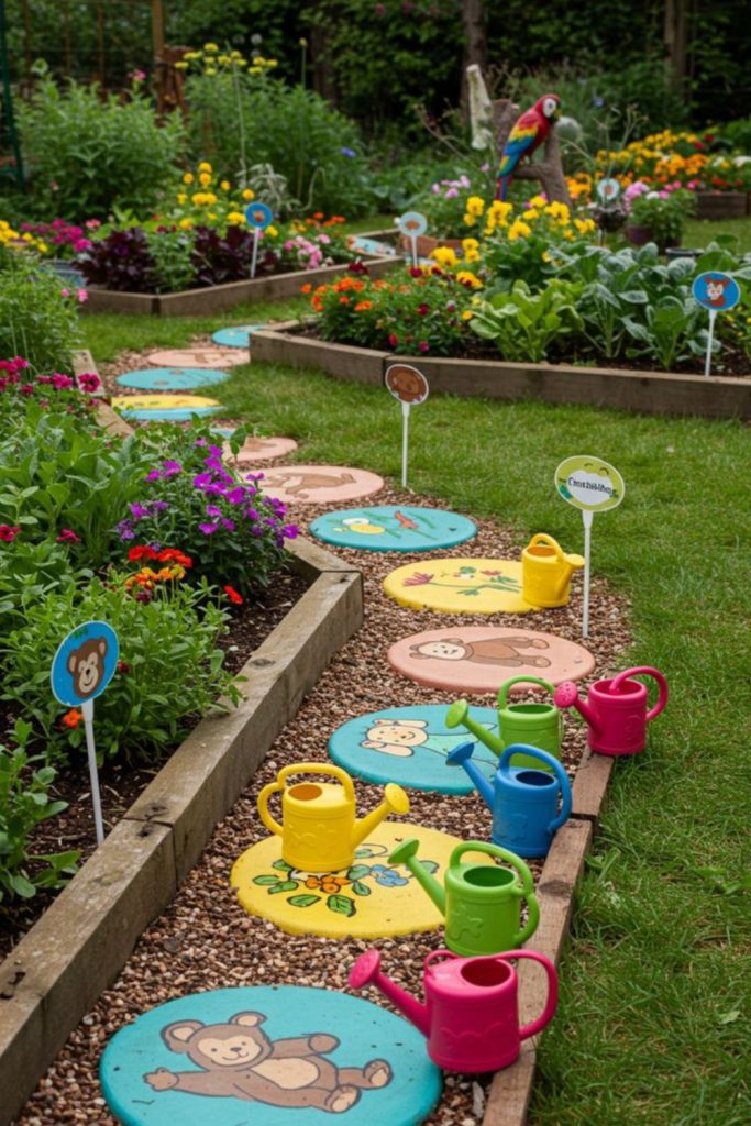 Gardening patch kids planting flowers backyard learning space