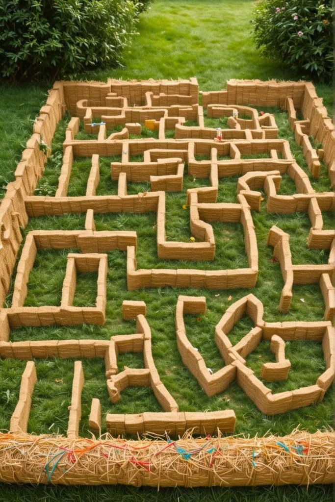 Hedge maze kids backyard puzzle walking exploration path