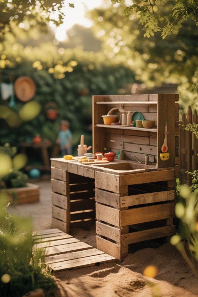 Mini mud market stall kids play