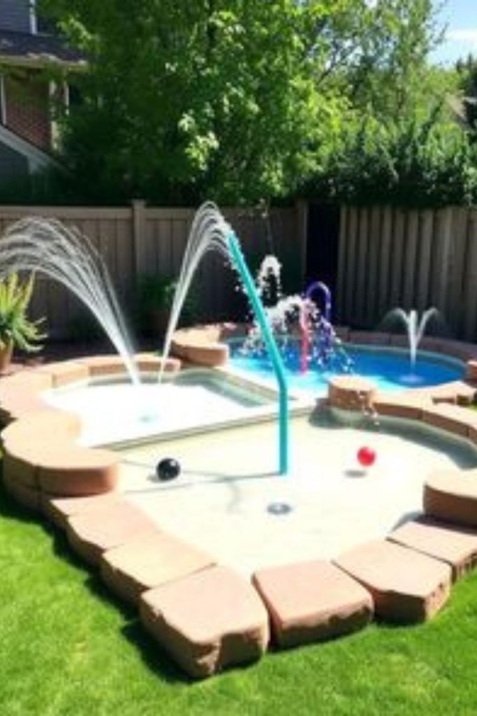 Water splash dock kids summer backyard sprinkler fun
