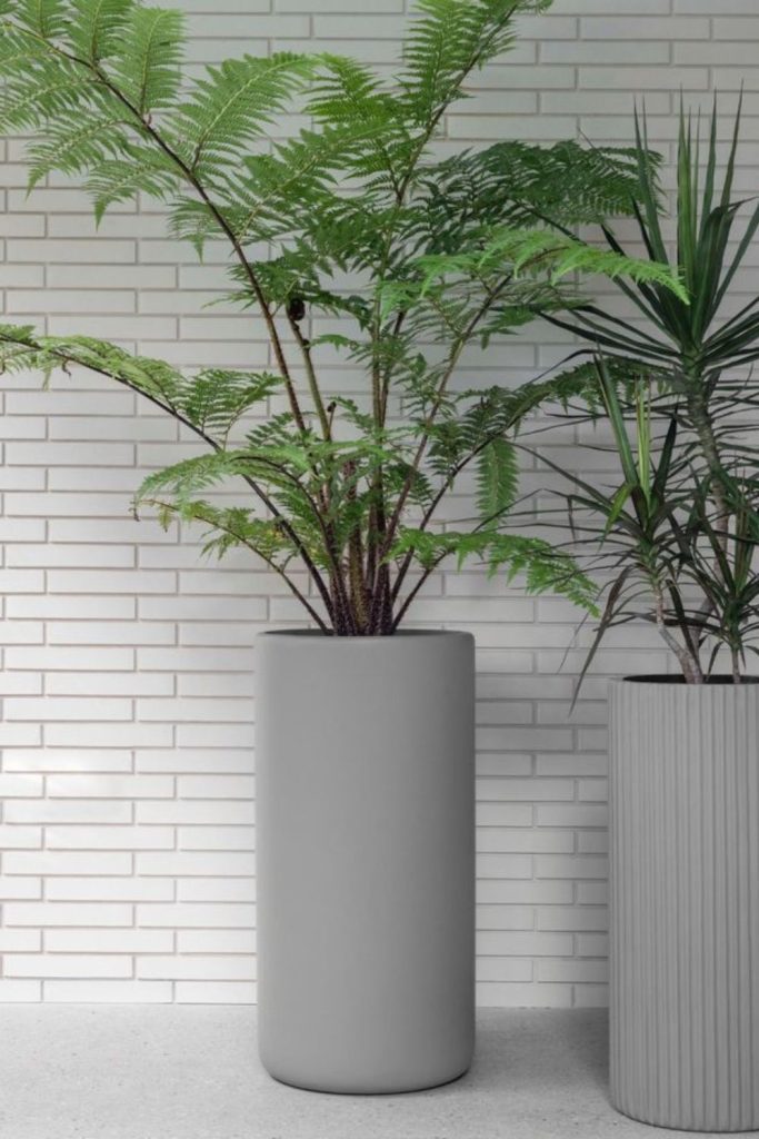 Minimal slate stone outdoor planter pillar