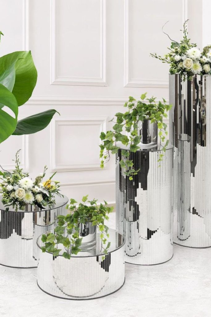 Mirror reflective modern planter tower design