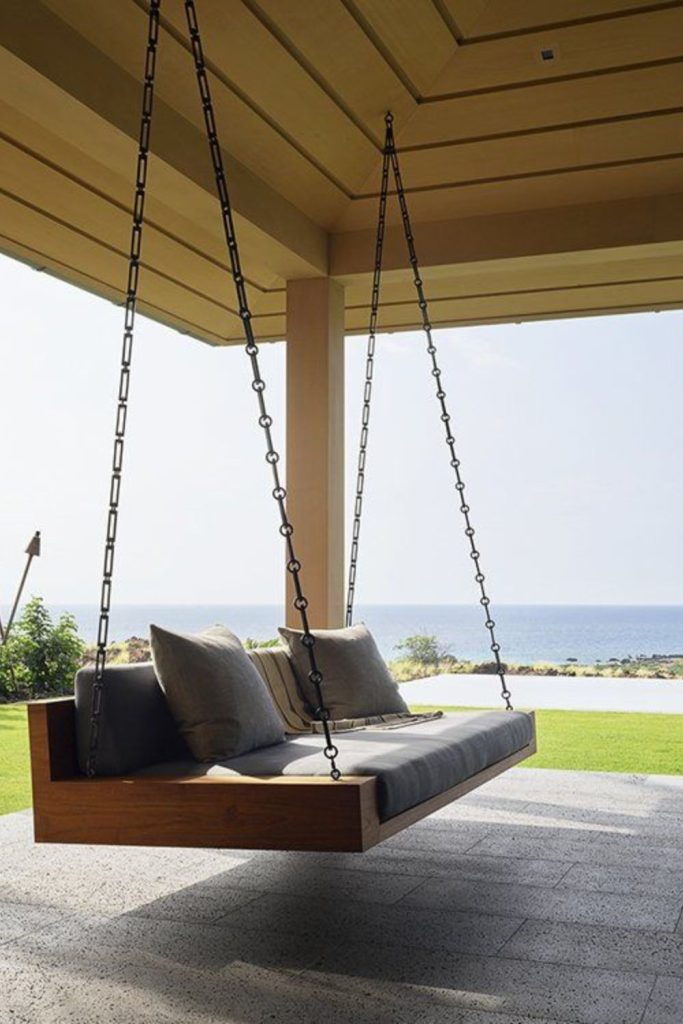 Modern floating platform minimalist swing bench