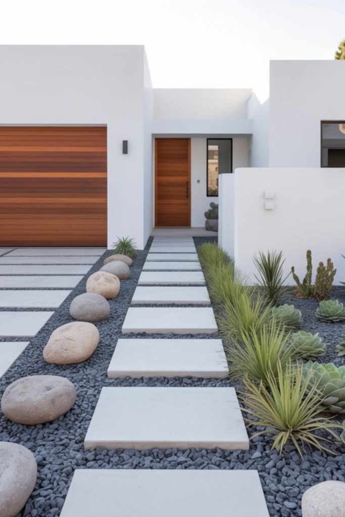 Modern stone minimalist landscape design