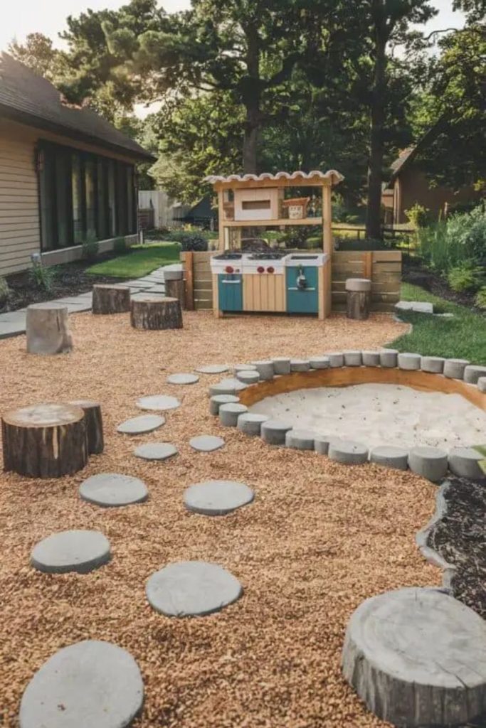 Moon pebble backyard wander stones pathway kids play