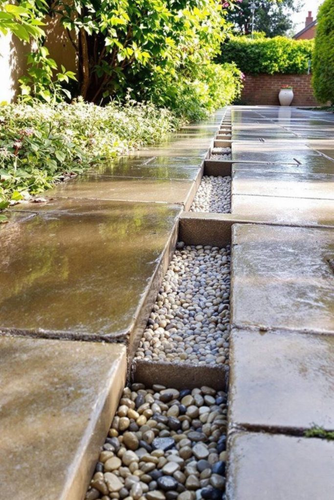 Mulch swale organic water absorption strip