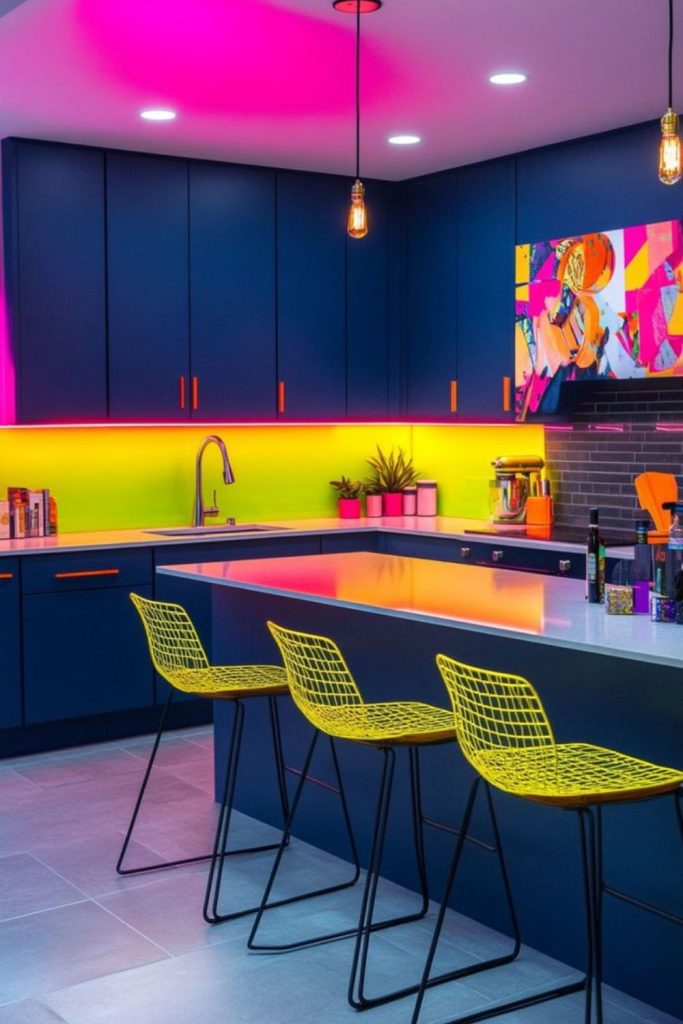 Neon acrylic pop energetic kitchen style