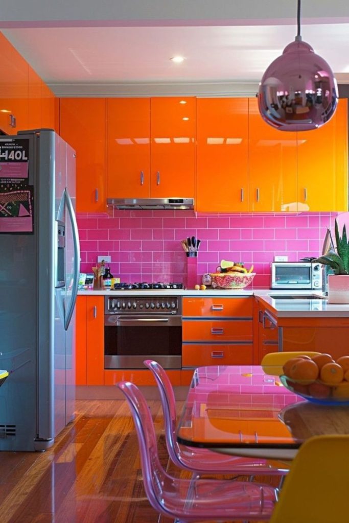 Futuristic neon kitchen with glowing modern accents.