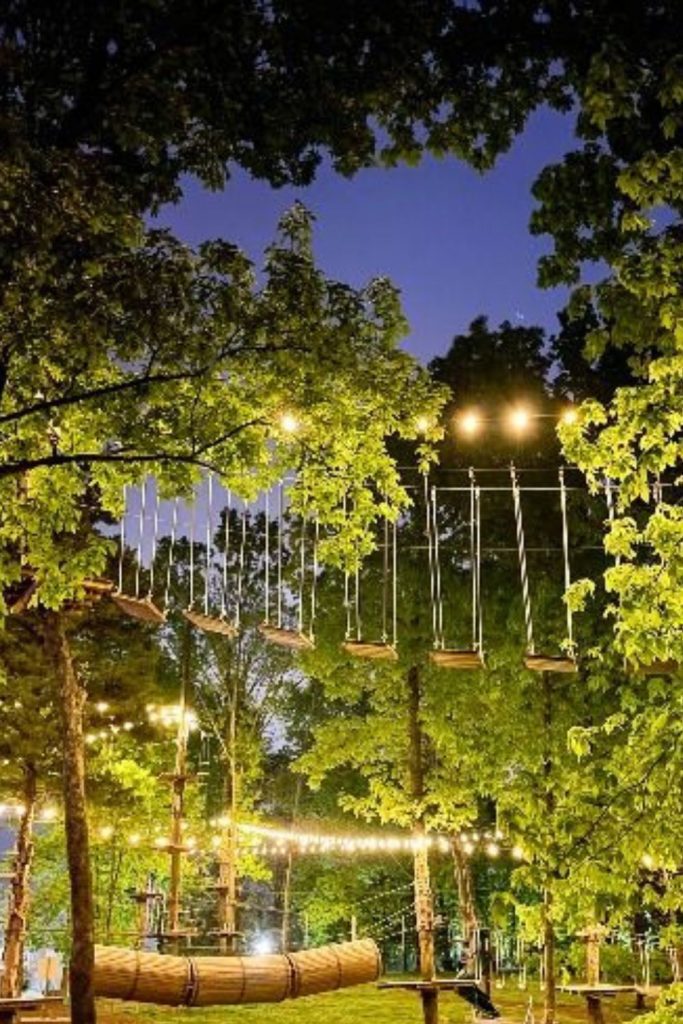 Night glow backyard kids illuminated adventure field.