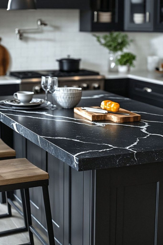 Matte black modern moody counter design