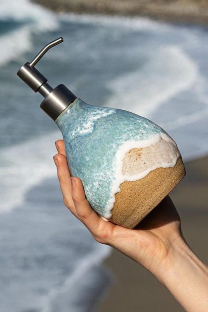 Ocean wave themed soap dispenser