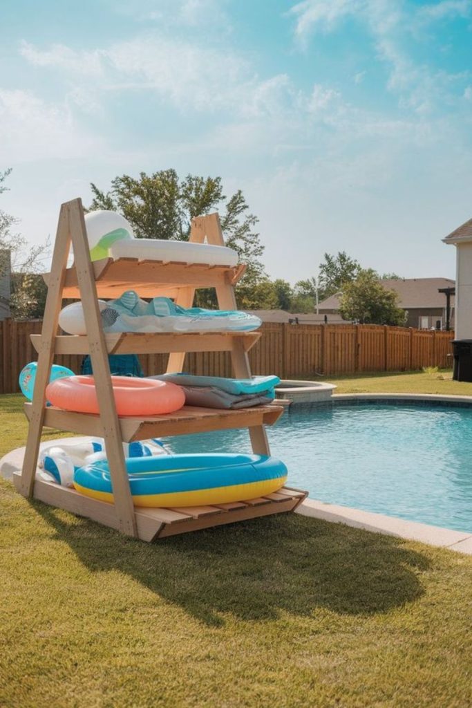 Old canoe repurposed float storage cradle