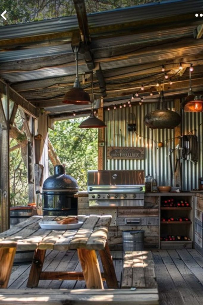 Old door table BBQ unique prep.