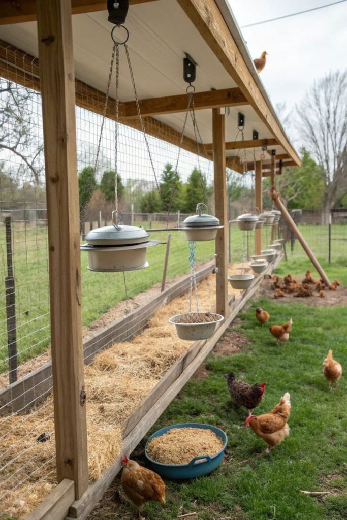 Open air ventilated bright coop interior
