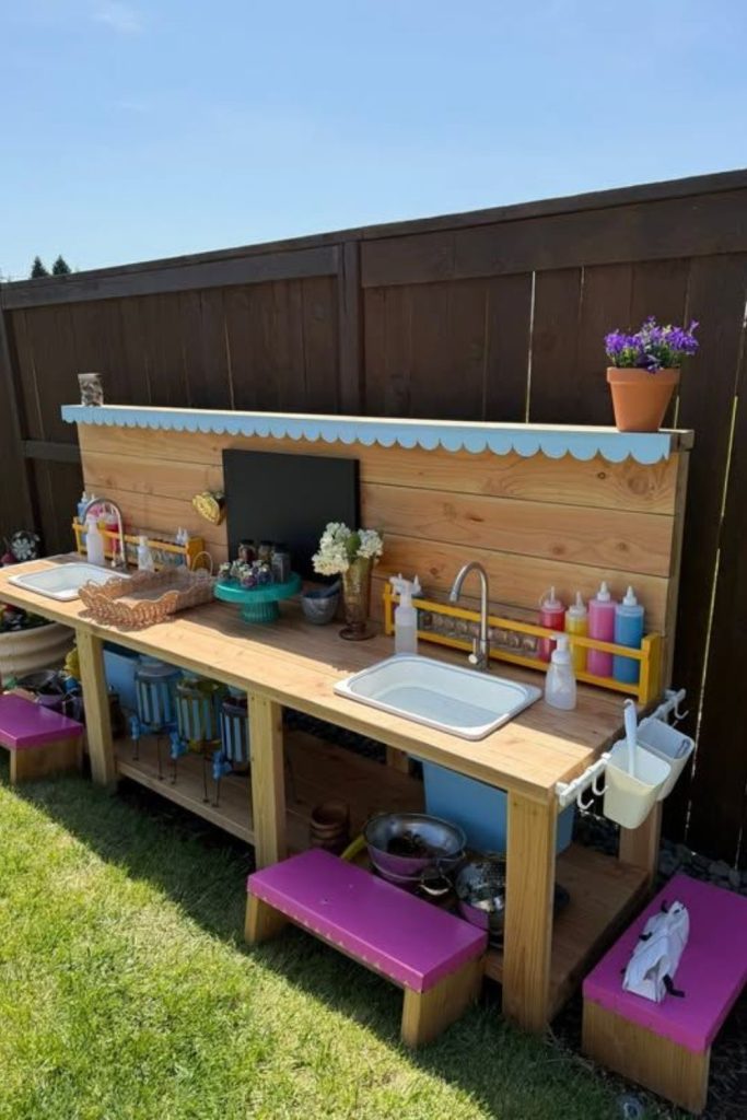 Painted pallet vibrant mud art kitchen