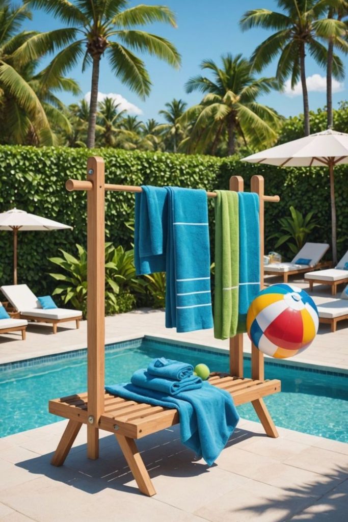 Wooden pallet rack for pool toys