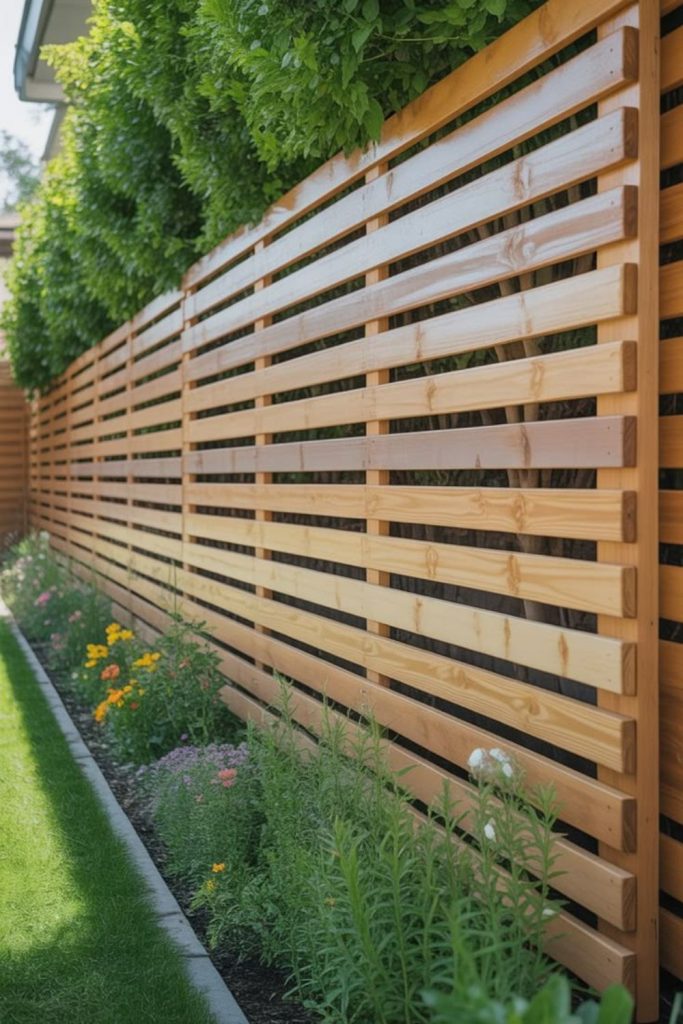 Vertical pallet slat wooden fence style