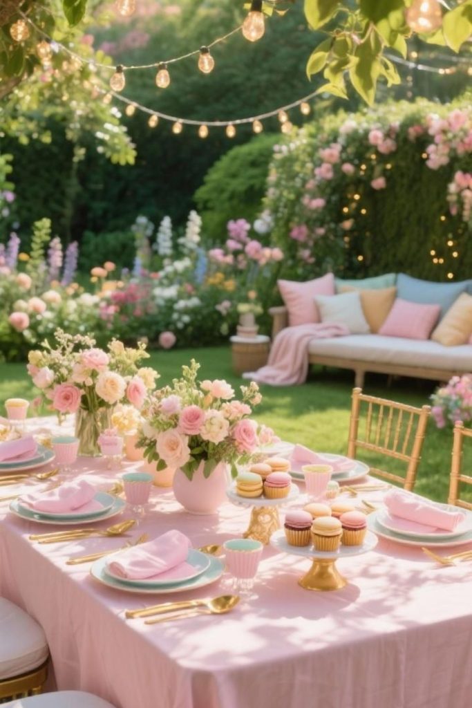 Pastel garden afternoon tea party