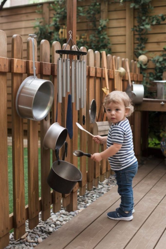 Pebble music sound sensory play backyard corner
