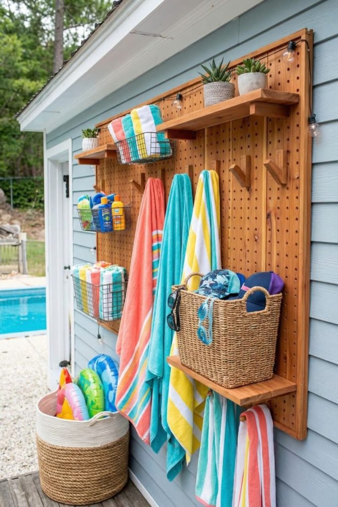 Pegboard wall adjustable float organization system